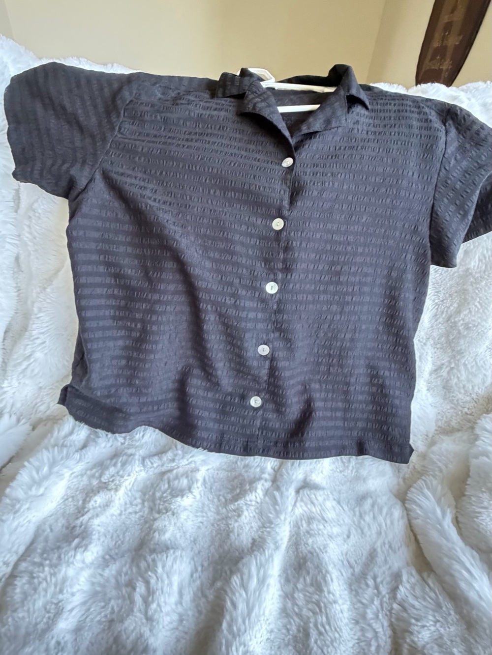 Vintage Size Large 💯 Silk Allyson Whitmore Black Sheer Button-Up Top - Picture 7 of 11